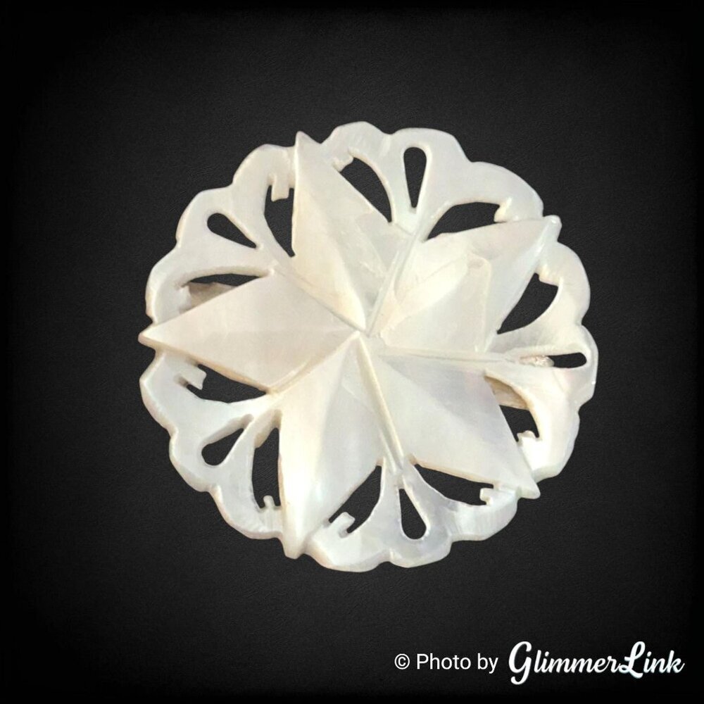 Vintage Bethlehem Mother of Pearl Carved Star Brooch – Handcrafted Souvenir Pin